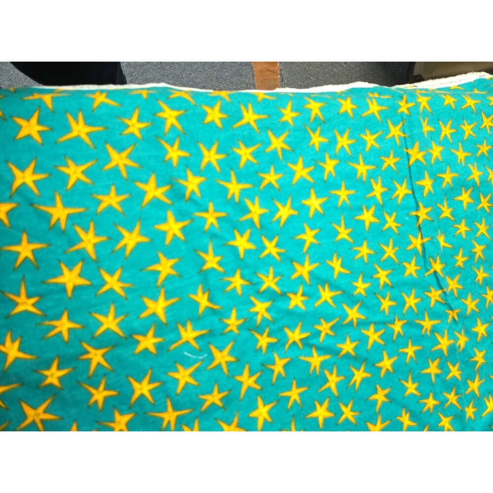 1 Yard 42" Flannel Green with Yellow Stars Jan Mullen Curcis Trickz Marcus Bros